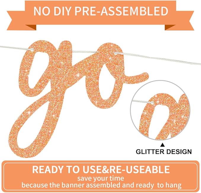 BEISHIDA Go Shawty It's Your Birthday Banner NO DIY Hip Hop Theme Happy Birthday Banner Pre-Strung Rap Theme Happy Birthday Sign for Man Women birthday Party Supply Glitter Light Orange
