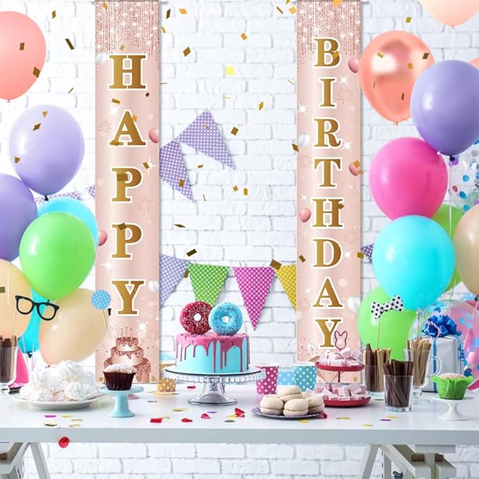 Birthday Decorations Banner, Happy Birthday Door Sign for Men Women Boys Girls Ideal Birthday Decorations Party Supplies Outdoor Indoor 72 x 12 Inch