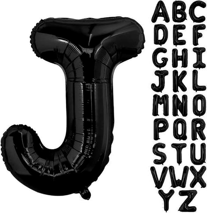 Black Letter J Balloons, 40 Inch Alphabet J Letter Balloons Foil Mylar Big Letter Balloons for Birthday Party Anniversary New Year Graduation Wedding Decorations