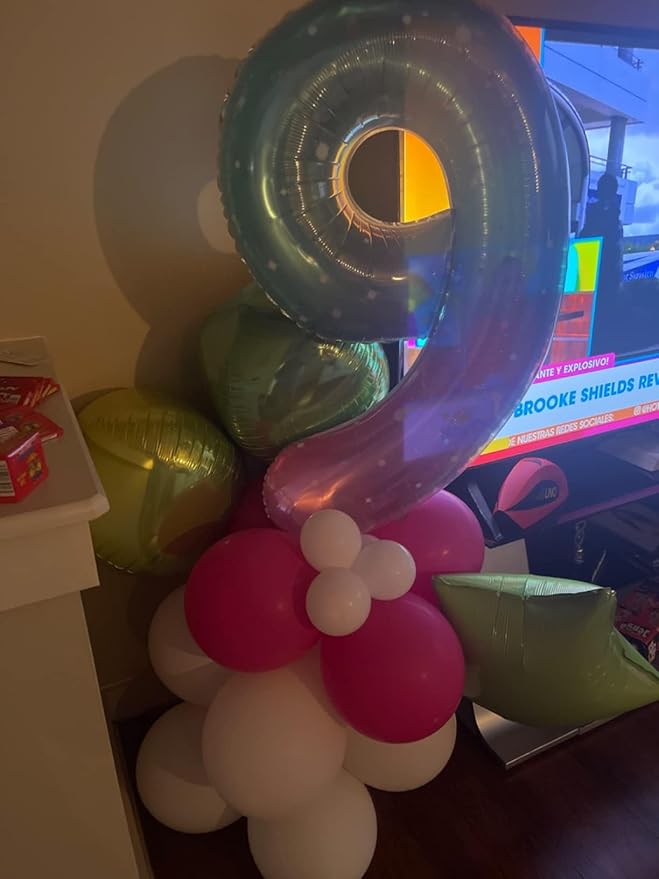 Pink Blue Purple 9 Balloon, Big 40 Inch Happy 9 19 29 90 Birthday for Men And Women, Foil Balloons Decoratins for Wedding Anniversary, Single, New Year, Halloween Party Syupplies