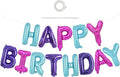 TONIFUL Happy Birthday Balloons Banner with Ribbon Straw,16 Inch Mylar Letters Birthday Sign Banner Balloon Bunting Reusable for Girls Kids & Adults Birthday Halloween Supplies（Blue Purple Pink）