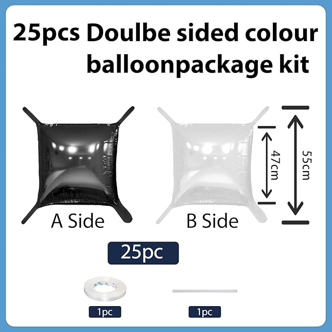 Black and Pearl White Double Sided Square Foil Balloons Wall,19 Inches Chrome Foil Balloons Tunnel Arch Kit for Bachelorette,Anniversary,Wedding,Birthday Party Background Decoration