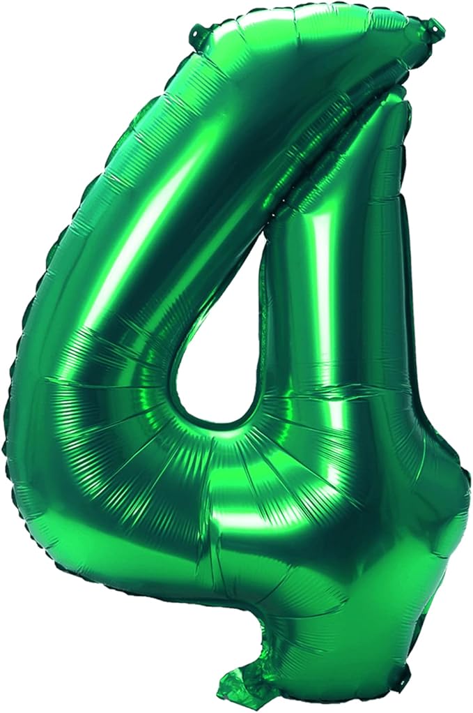YPSelected 32 Inch Large Foil Helium Number Balloon Birthday Wedding Party 0-9 (Green, 4)