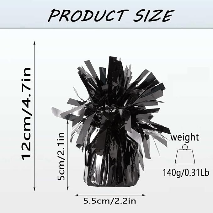 Aluminum Foil Balloon Weights for Parties (24 pcs) - 0.31lb (140g) Each - Premium Balloon Anchors for Birthday, Wedding, Dinner, Indoor & Outdoor Decorations(Black 24pcs)