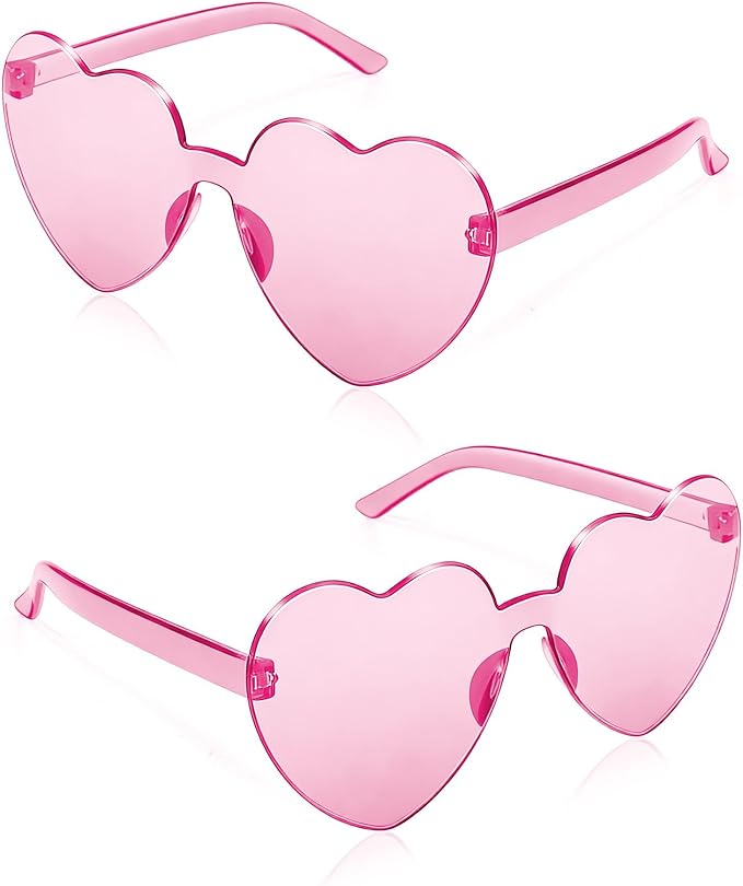 2 Pairs Heart Sunglasses for Women Heart Shaped Sunglasses Bulk Pink Heart Glasses for Party Favor(pink)