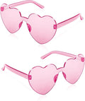 2 Pairs Heart Sunglasses for Women Heart Shaped Sunglasses Bulk Pink Heart Glasses for Party Favor(pink)