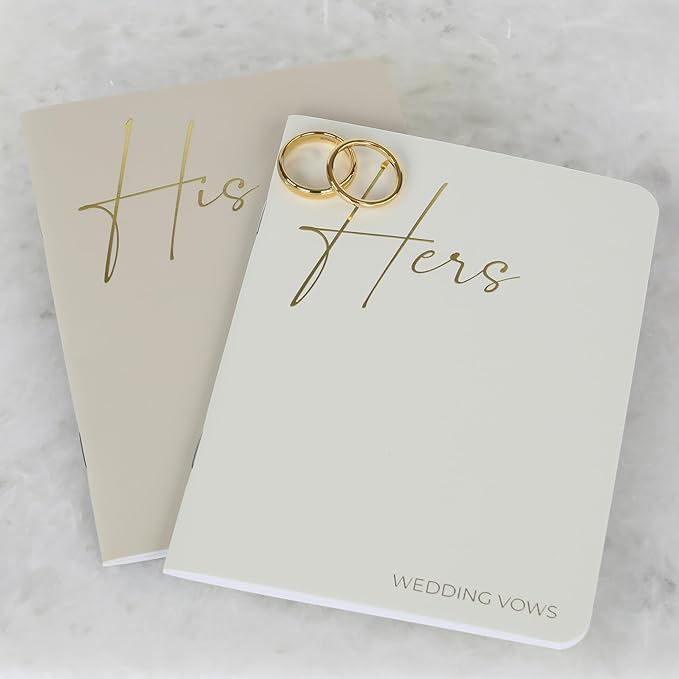 Elegant Vow Books With Gold Foil Lettering For Your Wedding - Perfectly Sized His and Hers Vow Books With Plenty Of Pages To Write Whatever is on Your Heart - A Beautiful Addition For The Wedding Day