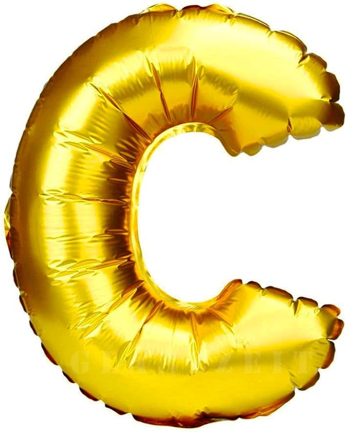 Glanzzeit 16 Inch Gold Balloons Decor Letters A to Z Numbers 0 to 9 for Wedding Prom Birthday Party (Letter C)