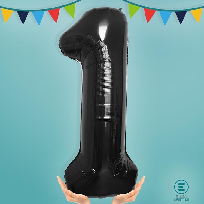 40 Inch Large Black Number Celebration and Decoration Balloon for Birthday Parties, Graduations, Anniversaries, Weddings, Photo Shoots, Special Events - Helium Foil Mylar (Black Number 1)