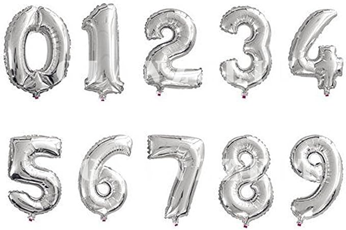 Glanzzeit 16 Inch Silver Foil Balloons Letters A to Z Numbers 0 to 9 for Prom Wedding Birthday Party Decor (Number 0)
