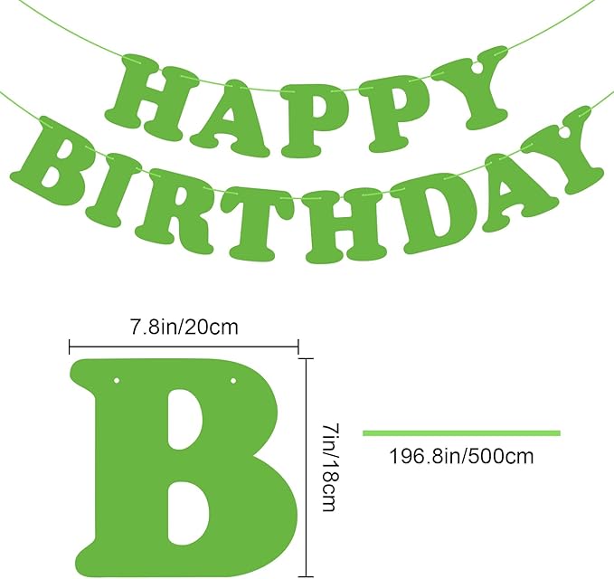 Green Happy Birthday Banner Birthday Party Decorations Sign Birthday Backdrop Party Supplies Happy Birthday Bunting Banner for Kids Adults