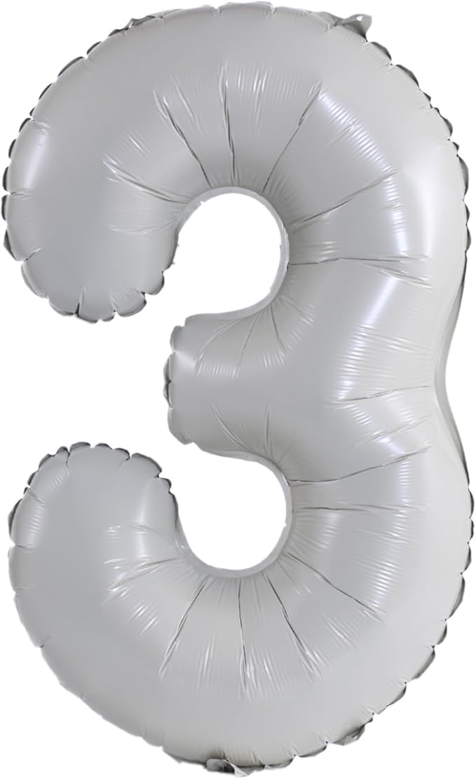YPSelected 32 Inch Large Foil Helium Number Balloon Birthday Wedding Party 0-9 (Ivory, 3)