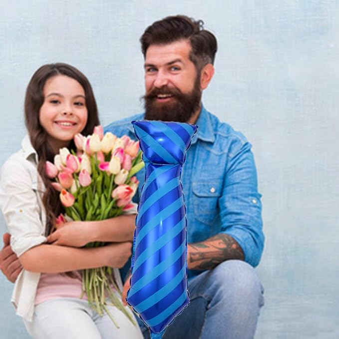 Blue Necktie Balloons Father's Day Balloons Big Necktie Balloon for Father's Day Party Decorations Fathers Day Decor Supplies Ballons Arch Kits Party Balloon Sets 3pcs