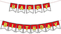 Cartoon Red White Yellow Happy Birthday Party Banner, Ultra-Thick Premium Paper Letter Birthday Garland, Adjustable Spacing Perfect Kid Birthday Hanging Sign Decoration Supplies(No DIY Required)