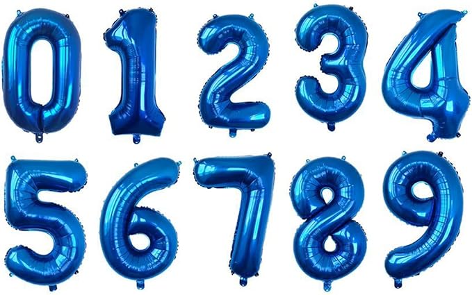 YPSelected 32 Inch Large Foil Helium Number Balloon Birthday Wedding Party 0-9 (Blue, 1)