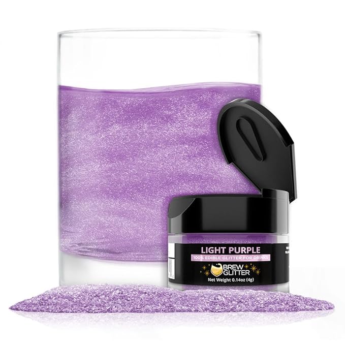 Brew Glitter Edible Glitter for Drinks, Cocktails, Beer, Garnish & Beverages (Light Purple, 4 Grams)