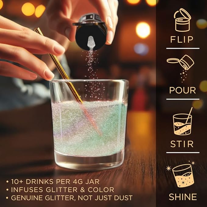 Brew Glitter Edible Glitter for Drinks, Cocktails, Beer, Garnish & Beverages (Iridescent Gold, 4 Grams)