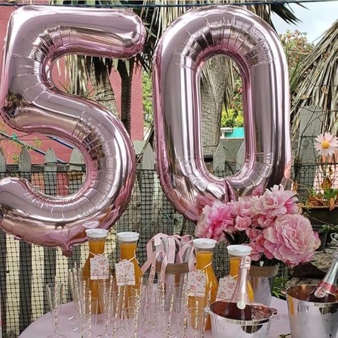 40 Inch Rose Gold Number Balloon 0, Large Number Foil Mylar Balloons for Birthday Party Celebration Decorations Supplies, Digital Balloons for Wedding Anniversary Events Decorations