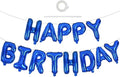 TONIFUL Blue Happy Birthday Balloons 16 Inch Mylar Foil Letters Birthday Sign Banner Balloon Bunting Reusable for Girls Boys Kids & Adults Birthday Decorations and Party Supplies