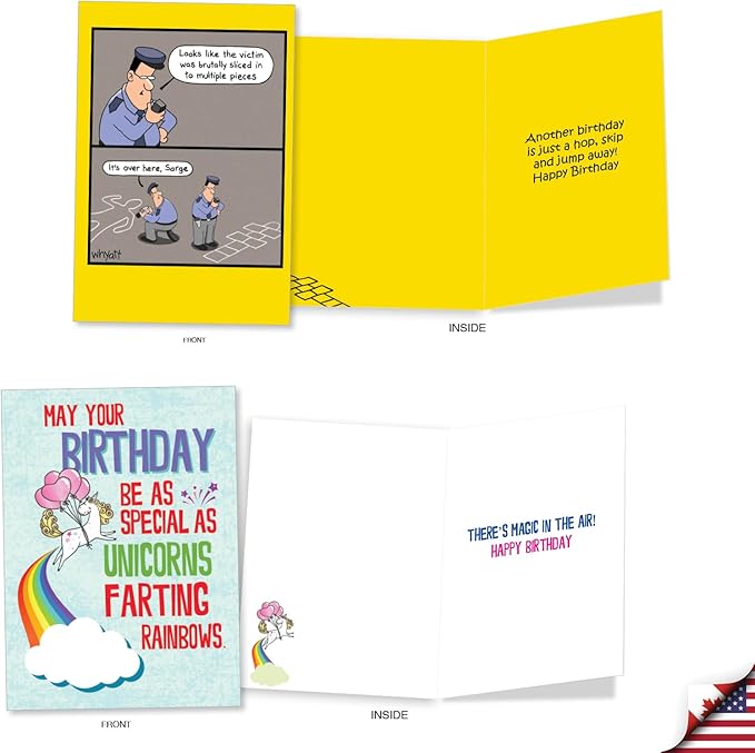 NobleWorks 20 Assorted Box Set Funny Birthday Greeting Cards w/ 5 x 7 Envelopes For Men, Women (20x1 Designs) Bday Funny Ages AC8714BDG-B1x20
