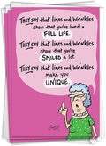 NobleWorks Pack of 3 Hilarious Birthday Greeting Cards with Envelopes (1 Design, 3 Each) Lines and Wrinkles C9319BDG-C3x1