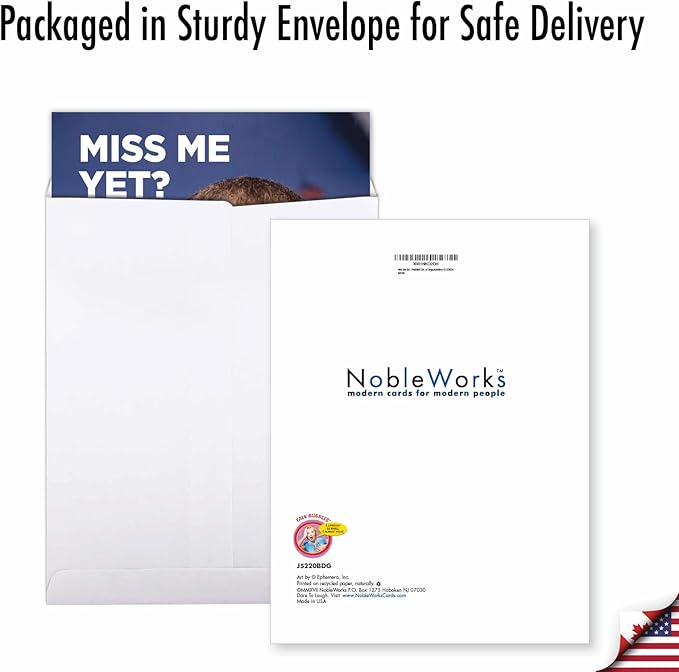 NobleWorks - 1 Big Political Birthday Card with Envelope (8.5 x 11 Inch) - Democrat and Republican Humor Bday Card - Miss Me Yet J5220BDG