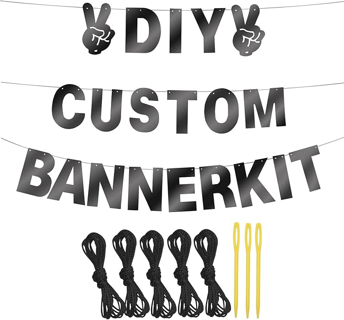 129Pcs Glitter Customizable Banner Kit DIY Custom Letter DIY Happy Birthday Letters 0-9 Numbers Anniversary Personalized Banner Decor For Wedding Birthday Party Decoration Supplies(Shiny Black)