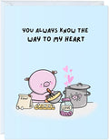 ALY LOU Mothers Day Card for Mom Mother Wife Stepmom Aunt Grandma Parents – Cute Funny Punny Greeting Card for Her from Daughter Son Husband – Blank Inside (Way to My Heart)