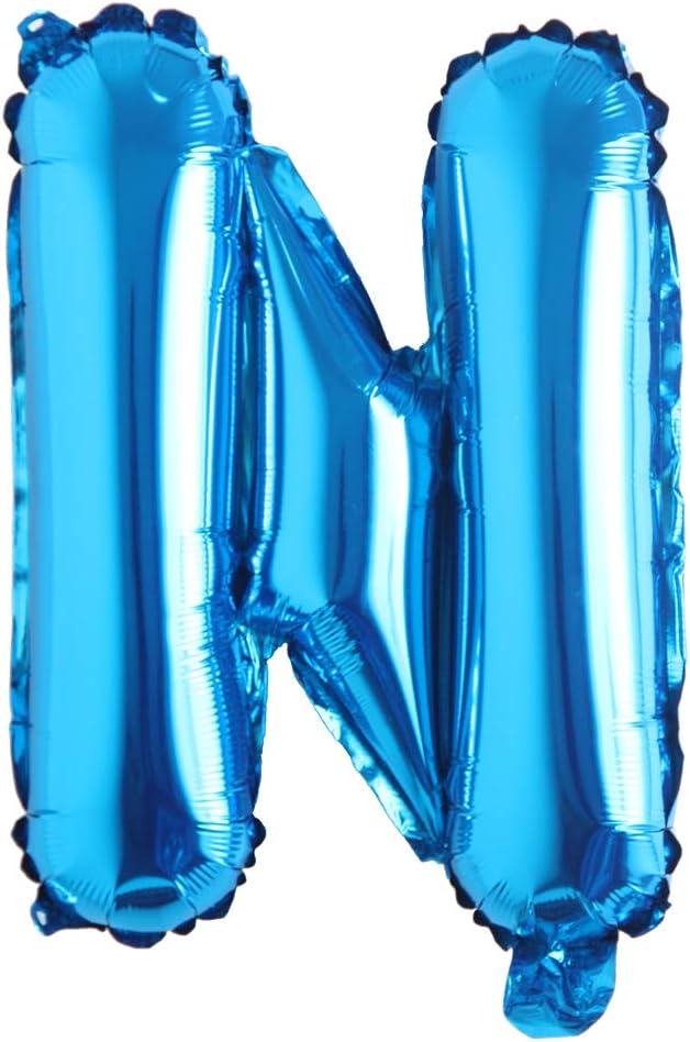Blue 28 inch Letter Balloons Alphabet Number Balloons Foil Mylar Party Wedding Bachelorette Birthday Bridal Baby Shower Graduation Anniversary Celebration Decoration (Can not Float) (28 inch Blue N)