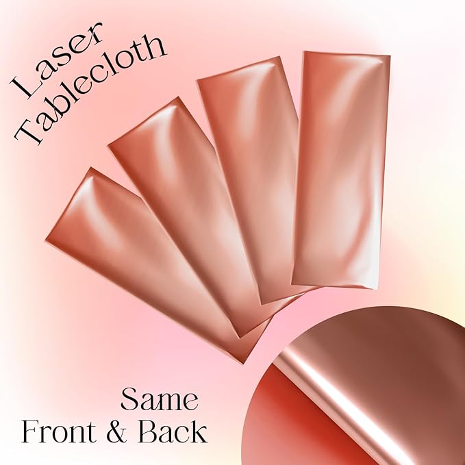 2 pcs Rose Gold Tablecloth Plastic -Stunning Metallic Matte Finish, 40" x 108" Bachelorette Table Cloth, Perfect for Wedding Birthday Party Anniversary Event Bridal Shower Decorations