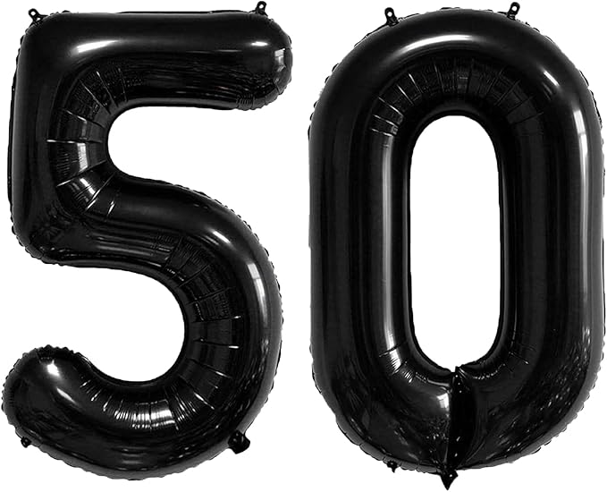 40 Inch Number Balloons 50 Black Big Giant Jumbo Number Foil Mylar Balloons for 50th Birthday Party Supplies Anniversary Events Decorations (black-50)