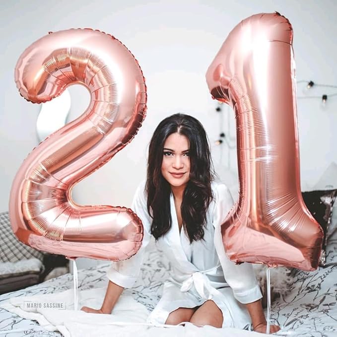 Number Balloons 1, 40 Inch One Balloons for 1st Birthday Girl Boy 1 11 21 Party Decorations Baby Shower Photo Shoot, Rose Gold 1 Balloon