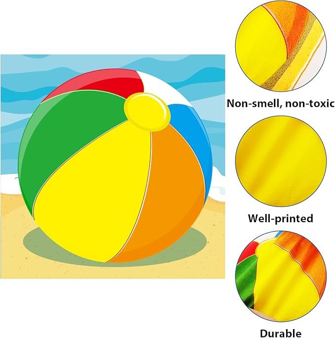 50pcs Beach Ball Party Napkins Disposable Summer Pool Ball Paper Napkins Supplies Decorations Beach Birthday Party Napkins Set for Baby Showers Holidays