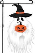 Halloween Garden Flag Outdoor Decorations for Outside Double-Sided Printed, Pumpkin Ghost Winter Yard Flags House Yard Seasonal Decoration 14.5 x 31.8 Inch Treat or Trick
