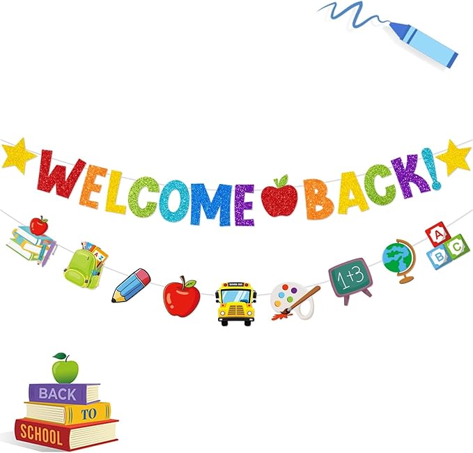 Welcome-Back To School Party-Decorations Supplies-Banner - 2pcs Rainbow Colorful Hanging Swirls Streamers,Kids Boys Girls Kindergarten College High Middle School Ceiling Garland Decor Panduola