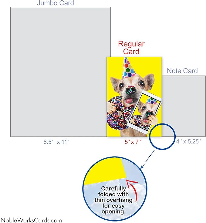 NobleWorks - Birthday Greeting Card with 5 x 7 Inch Envelope (1 Card), Fun Animal Bday Celebration - Doggy Selfie - Sprinkles C9512DBDG