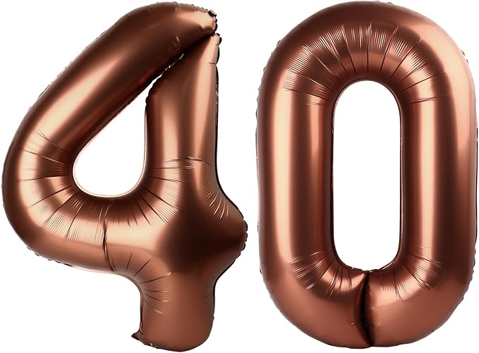 Dark Brown Number 40 Balloon 40 inch, 40 Number Balloons, 40th Dark Brown Birthday Decorations, 40 Year Old Women Men Party Supplies