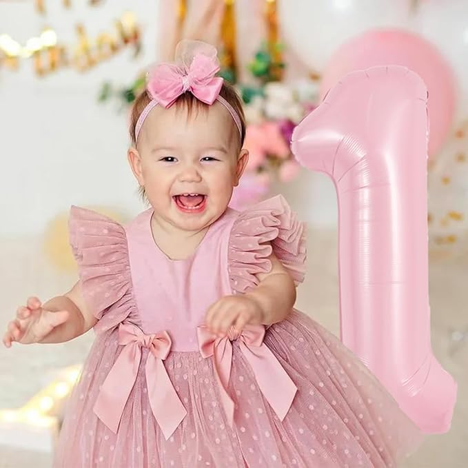 TONIFUL 40 Inch Pastel Pink Number 1 Balloon Balloon Big Pink Digital 1 Balloon for Girl's Birthday Party Wedding Bridal Shower Engagement Anniversary Photo Shoot Supplies