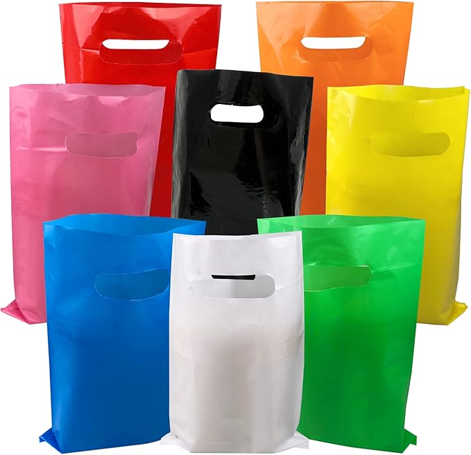 TOSPARTY 40PCS Colorful Plastic Gift Bags Easter Candy Bag Die Cut Plastic Bags are Sturdy Party Assorted Easter Gift Bag
