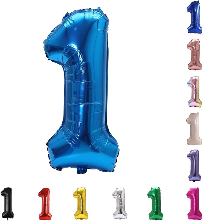 YPSelected 32 Inch Large Foil Helium Number Balloon Birthday Wedding Party 0-9 (Blue, 1)