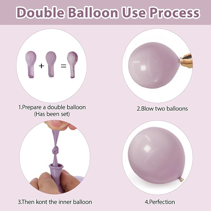 Dusty Green Pink Purple Yellow Balloon arch kit,Double Stuffed Haze Purple Mauve Pink Ivory Sage Green Lilac Light Yellow Balloons Garland for Brithday Wedding Wild Flower Princess Party Decorations