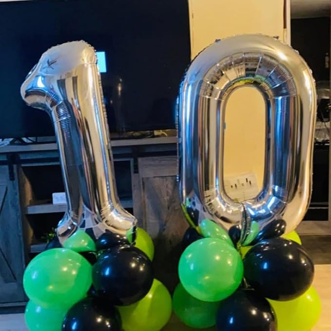 Silver Number 0 Balloon, 40 Inch Large Number Foil Mylar Balloons for Girl Boy Birthday Party Celebration Decorations Supplies, Digital Balloons for Wedding Anniversary Events Decor