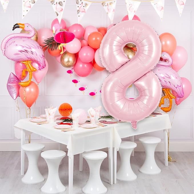 TONIFUL 40 Inch Pastel Pink Number 8 Balloon Balloon Big Pink Digital 8 Balloon for Girl's Birthday Party Wedding Bridal Shower Engagement Anniversary Photo Shoot Supplies