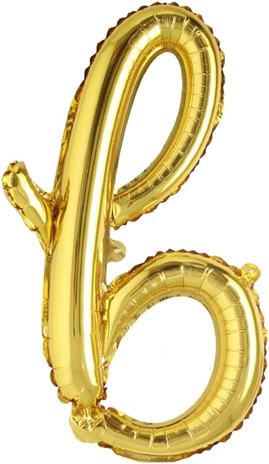 18 inch Gold DIY a-z Handwriting lowercase letters name Foil balloon Letter character birthday Wedding party decoration Balloon (18 inch Gold b)