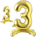 Self Standing 32 Inch Number Balloons Foil Ballon Gold Digit ball Wedding Birthday Party Decoration Baby Shower Supplies (32 inch Stand Gold 3)