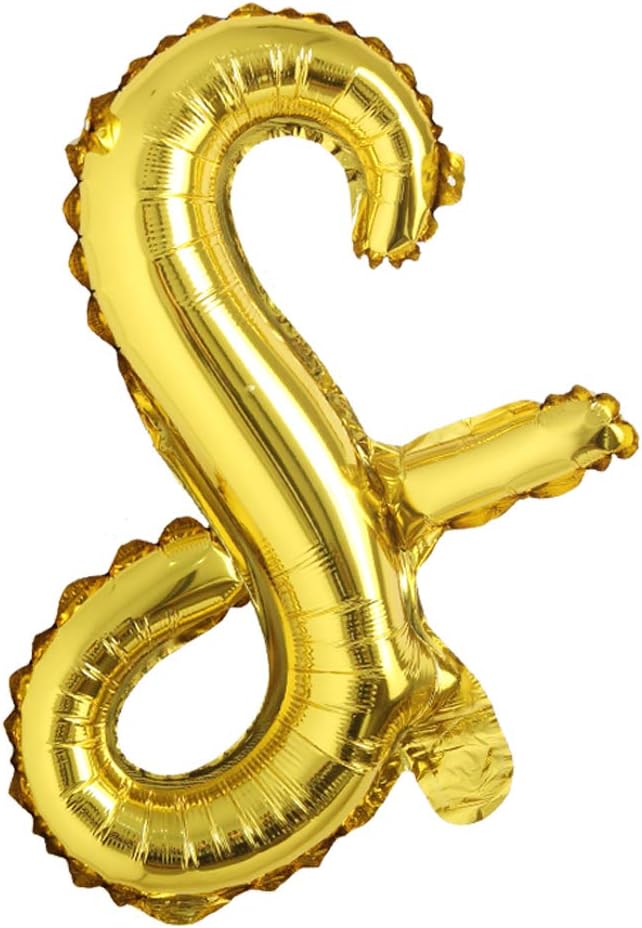 18 inch Gold DIY a-z Handwriting lowercase letters name Foil balloon Letter character birthday Wedding party decoration Balloon (18 inch Gold s)