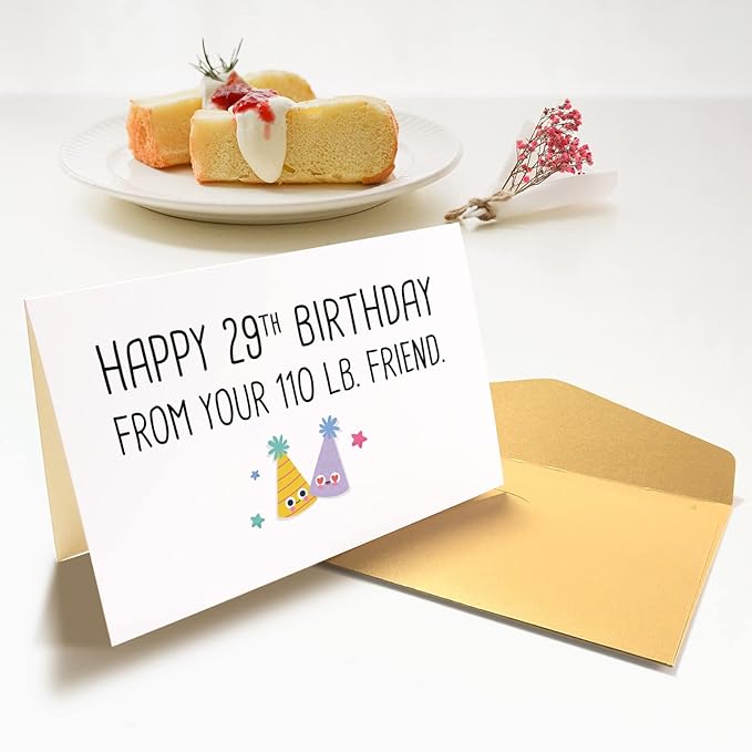 Chenive Funny Friends Birthday Card Gift for Him Her, Humorous Birthday Card Gift for Best Friend, Happy 29th Birthday From Your 110 lb. Friend