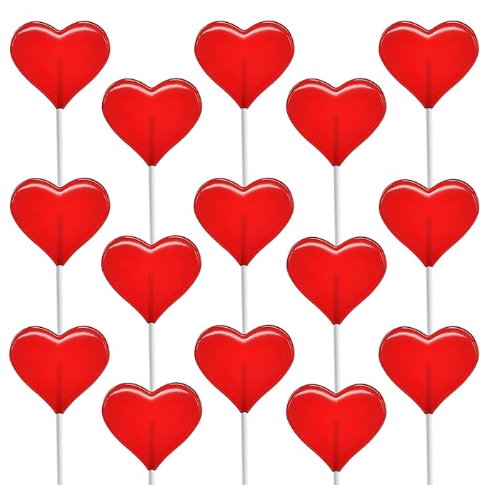 Fruidles Lollipops Mini Red Heart Shaped Strawberry Flavored Individually Wrapped, 5g 30 Lollipops Half-Pound
