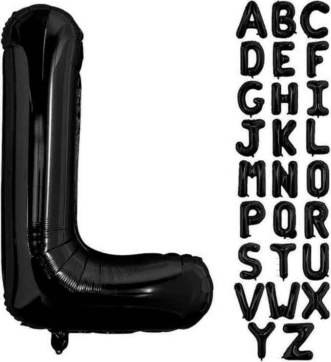 Black Letter L Balloons, 40 Inch Alphabet L Letter Balloons Foil Mylar Big Letter Balloons for Birthday Party Anniversary New Year Graduation Wedding Decorations