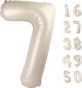 40 Inch Milk White Balloon Number 7 First Birthday Jumbo Mylar Foil Helium Cream Balloon for 17 27 37 Birthday Digital for 70th Party Wedding Anniversary Party Decorations